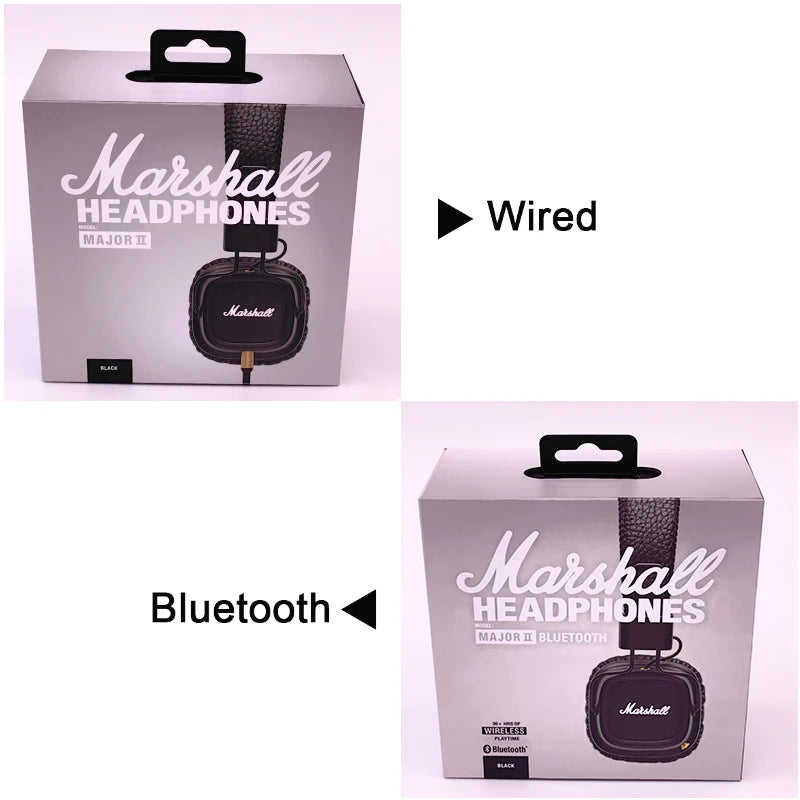 Original Marshall MAJOR II 2 Wireless/Wired Headphones Deep Bass/40mm Dynamic Drivers Portable Foldable Sports Bluetooth Headset  Amaijoin