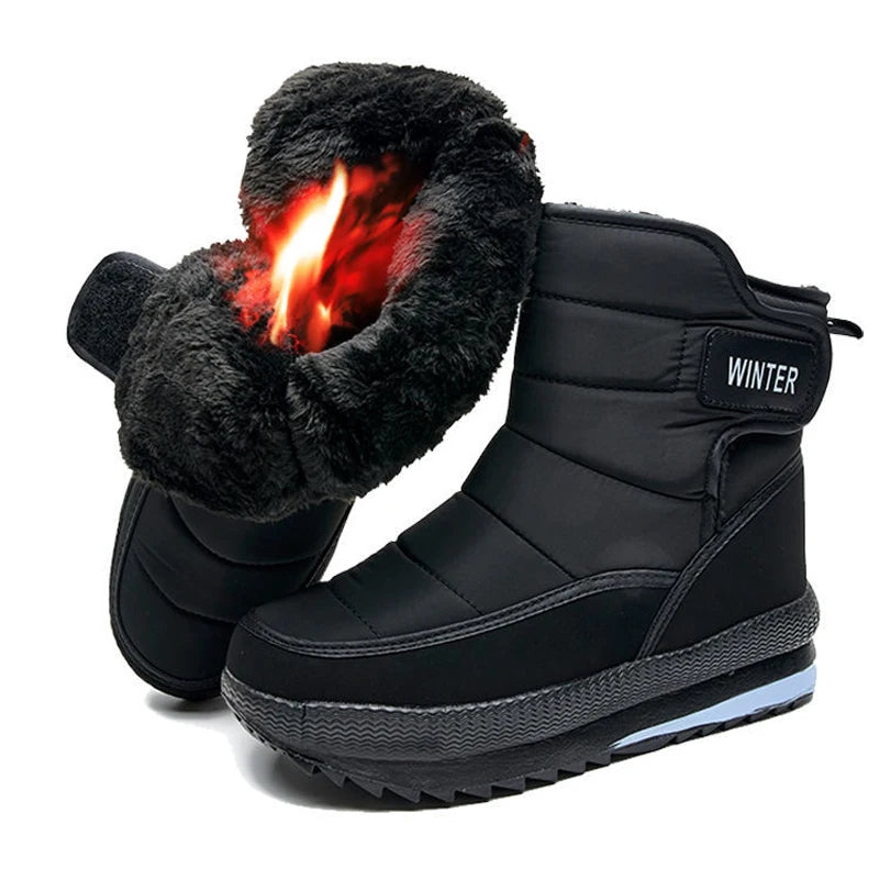 Men's Winter Boots Plus Cotton Snow Boot Outdoor Keep Warm Ankle Slip-on Wear-resistant Water Proof Non-slip Casual Male Shoes  Amaijoin