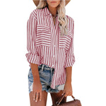 Load image into Gallery viewer, Women&#39;s Spring/Summer 2024 New Striped Single Breasted Long Sleeve Shirt Women Elegant and Youth Woman Stylish Blouse  Amaijoin
