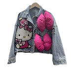 Load image into Gallery viewer, MINISO Hello Kitty Cartoon Denim Jacket Women Spring Autumn Sanrio Anime 2024 New Fashionable Coat  Amaijoin
