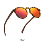 Load image into Gallery viewer, Oi Wood Sunglasses Women Men&#39;s Sun Glasses  Walnut Wood Round Eyeglasses Red LensTortoise Shell Frames  Amaijoin
