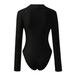 Load image into Gallery viewer, Women Fleece Turtleneck Bodysuit Solid Color Long Sleeve Sheath Rompers Streetwear Outfits Jumpsuit Basic Overalls Top  Amaijoin
