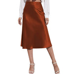 Load image into Gallery viewer, 2022 Ladies Chiffon Silk Skirt Fashion Women&#39;s Midi Skirt High Waist Solid Color Satin Dress Zipper Elegant Female Summer Skirts  Amaijoin
