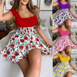 Load image into Gallery viewer, Women Casual Round Neck Sleeveless Ruffles Mini Dress Boho Flower Print Beach Sundress Oversized Loose Dress Summer  Amaijoin
