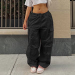 Load image into Gallery viewer, Women Y2K Cargo Pants Casual Vintage Drawstring Tech Joggers Sweatpants Streetwear Hip Hop Streetwear Beige Baggy Trousers Pant  Amaijoin
