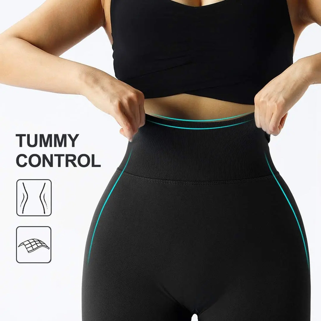 2023 Seamless Knitted Fitness GYM Pants Women's High Waist and Hips Tight Peach Buttocks High Waist Nude Yoga Pants  Amaijoin