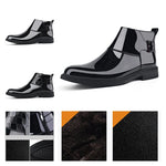 Load image into Gallery viewer, New Men&#39;s Casual Patent Leather Luxury Chelsea Boots Business Shoes Mens Designer Brand Formal Dress Shoes for Men Ankle Boots  Amaijoin
