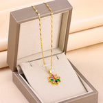 Load image into Gallery viewer, New In Fashion 7 Colors Zircon Crystal Flower Pendant Necklaces For Women Trendy Female Stainless Steel Chain Ladies Accessories  Amaijoin
