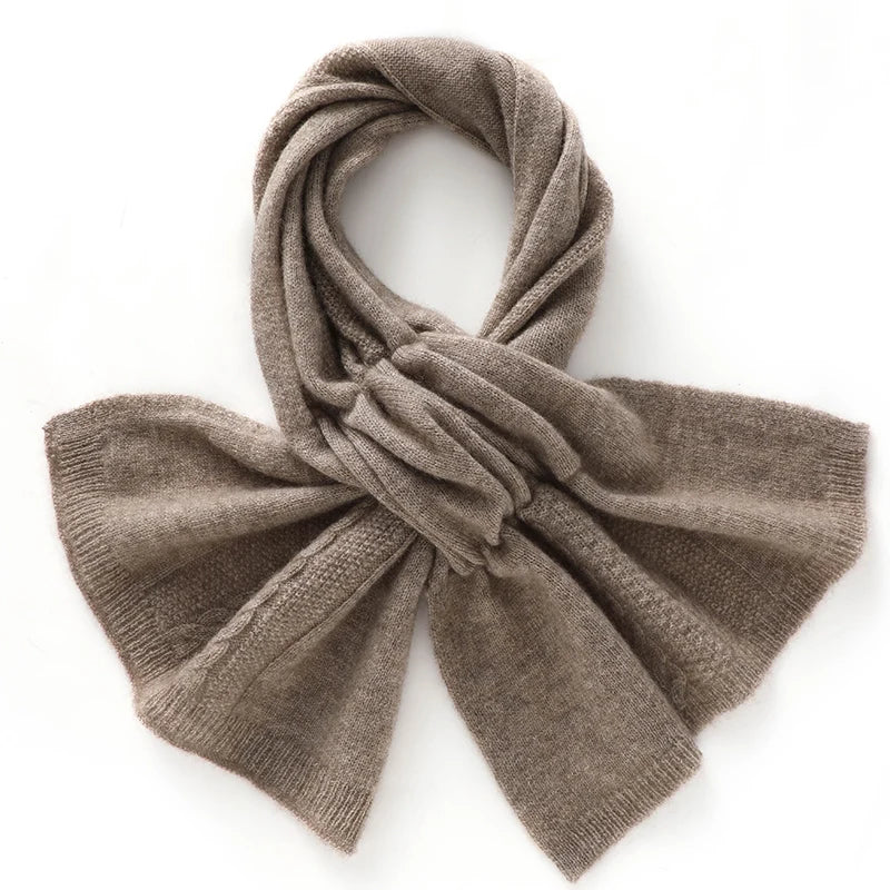 2024 Winter New Women 100% Pure Cashmere Knitted Scarf 90*40 Solid Color Scarf Warm Fashion Capes Lady High Quality Scarves  Amaijoin