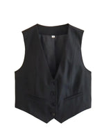 Load image into Gallery viewer, XNWMNZ 2024 Women Fashion Front Buttons Cropped Waistcoat Vintage V Neck Sleeveless Versatile Female Vest Chic Tops  Amaijoin
