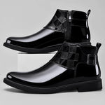 Load image into Gallery viewer, New Men&#39;s Casual Patent Leather Luxury Chelsea Boots Business Shoes Mens Designer Brand Formal Dress Shoes for Men Ankle Boots  Amaijoin
