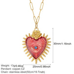 Load image into Gallery viewer, Boho Heart Evil Blue Eye Necklace for Women Collares Cute Sun Butterfly Gold Color Pendant Long Stainless Steel Chains Choker  Amaijoin
