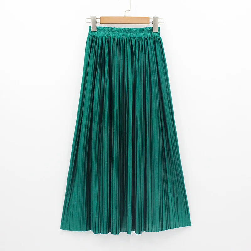 Seoulish 2024 New Stain Pleated Women's Long Skirts Spring Summer Multi Colors High Waist Harajuku Umbrella Maxi Skirts Female  Amaijoin