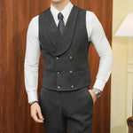 Load image into Gallery viewer, Brand Clothing Men&#39;s Suit Vests Herringbone Wool Tweed Double Breasted Waistcoat Tuxedo Groomsmen for Wedding 4XL 5XL  Amaijoin
