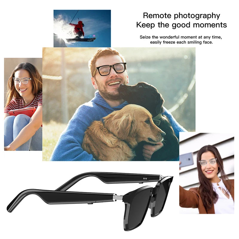 Wireless Bluetooth Headset Remote photography Voice assistant Music Smart Glasses Bluetooth Call Eyewear Men Women Eyeglasses  Amaijoin