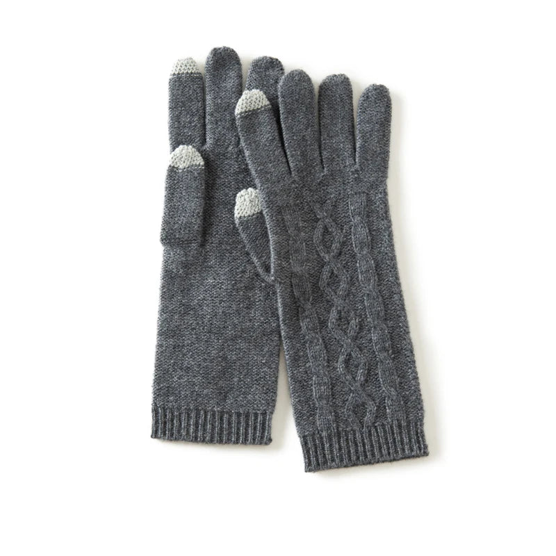 Winter High-Quality Cashmere Touch Screen Gloves Women Soft Warm Stretch Knit Mittens Full Finger Guantes Female Crochet Luvas  Amaijoin