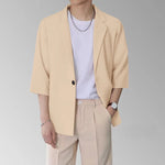 Load image into Gallery viewer, INCERUN Men Blazer Solid Color Lapel Short Sleeve One Button Casual Suits Men Streetwear Loose 2024 Fashion Leisure Thin Coats  Amaijoin
