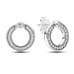 Load image into Gallery viewer, New Fashion 925 Sterling Silver Double Circle Earrings For Women Shining Zircon Piercing Ear Studs Fine Engagement Jewelry  Amaijoin
