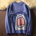 Load image into Gallery viewer, Autumn and Winter Men Round Neck Shark Sweater Men Winter Patchwor Harajuku Korean Style Round Neck Grey Pullover Male Clothing  Amaijoin
