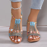 Carregue a imagem no visualizador da Galeria, Women Wedge Sandals Summer Bohemia Rhinestones Casual Platform Sandals Female Peep Toe Outdoor Beach Shoes обувь женская летняя  Amaijoin
