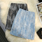 Load image into Gallery viewer, Seoulish Sequined Denim Women&#39;s A-line Skirt Fashionable 2024 New Summer Spring High Waist Slim Casual Wrap Mini Skirts Female  Amaijoin
