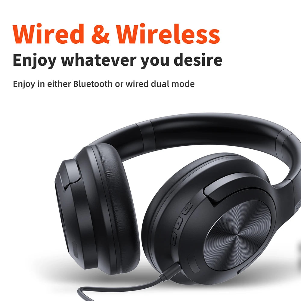 Wireless headphones QERE E80 Earphone bluetooth 5.3 ANC Noise Cancellation Hi-Res Audio Over the Ear Headset 70H 40mm Driver2.4G  Amaijoin