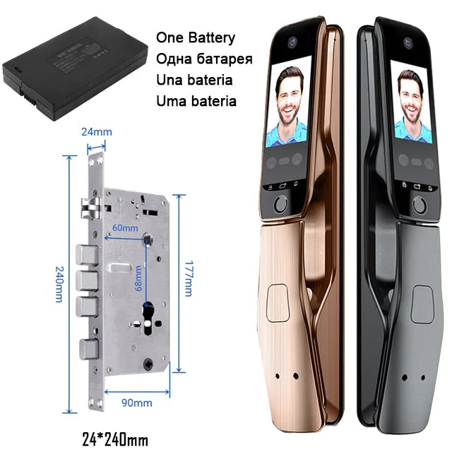 WiFi Tuya APP Voice Intercom Digital Door Lock  High Quanlity 3D Face Recognition Smart Door Lock With Camera  Amaijoin