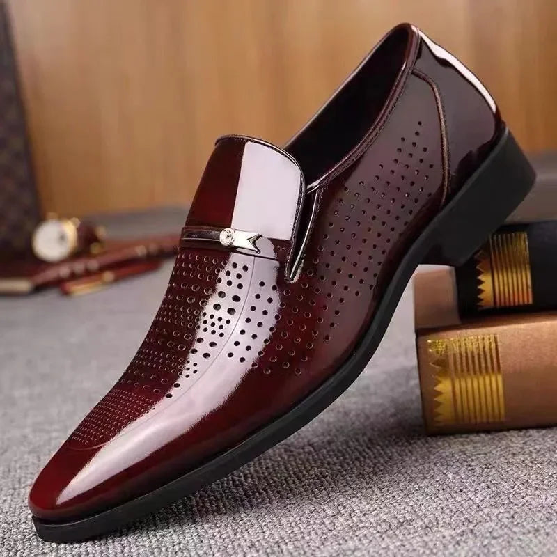 Luxury Business Oxford Leather Shoes Men Breathable Patent Leather Formal Shoes Plus Size Man Office Wedding Flats Male Black  Amaijoin