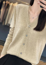 Load image into Gallery viewer, 2023 Spring and Summer Cashmere Cardigans Women  V-neck Knitted Sweater Fashion Knitwear Solid Cashmere Cardigans Women&#39;s  Amaijoin
