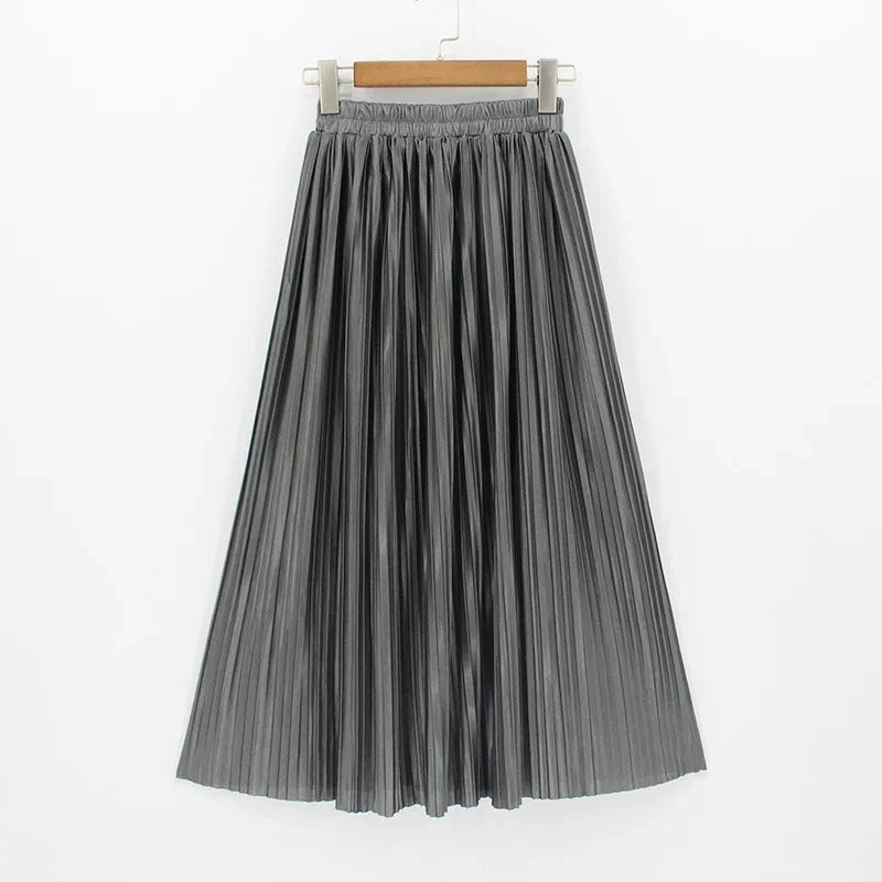 Seoulish 2024 New Stain Pleated Women's Long Skirts Spring Summer Multi Colors High Waist Harajuku Umbrella Maxi Skirts Female  Amaijoin