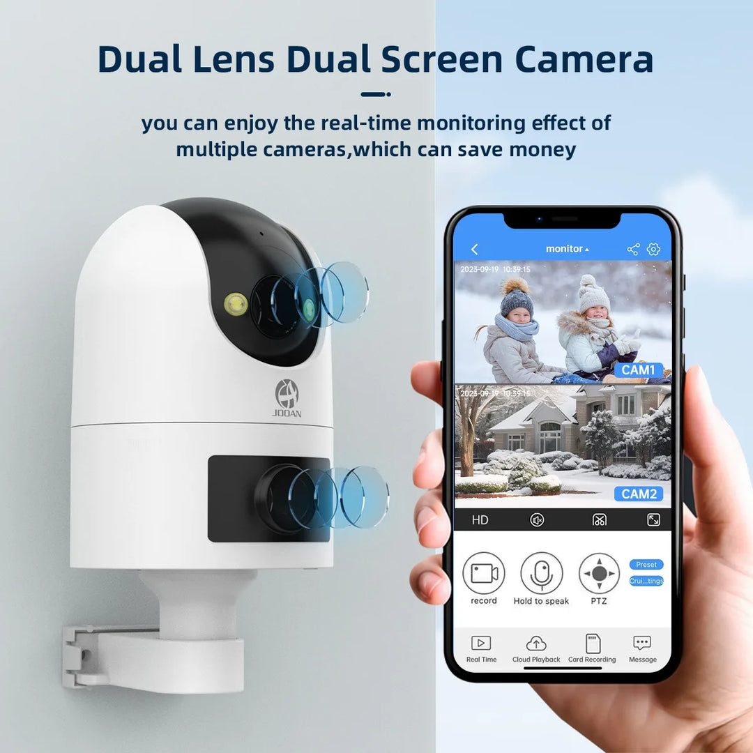 JOOAN 6MP 4K PTZ WiFi IP Camera 5G WIFI Dual Lens Outdoor Waterproof Security Camera Color Night AI Tracking CCTV Surveillance  Amaijoin