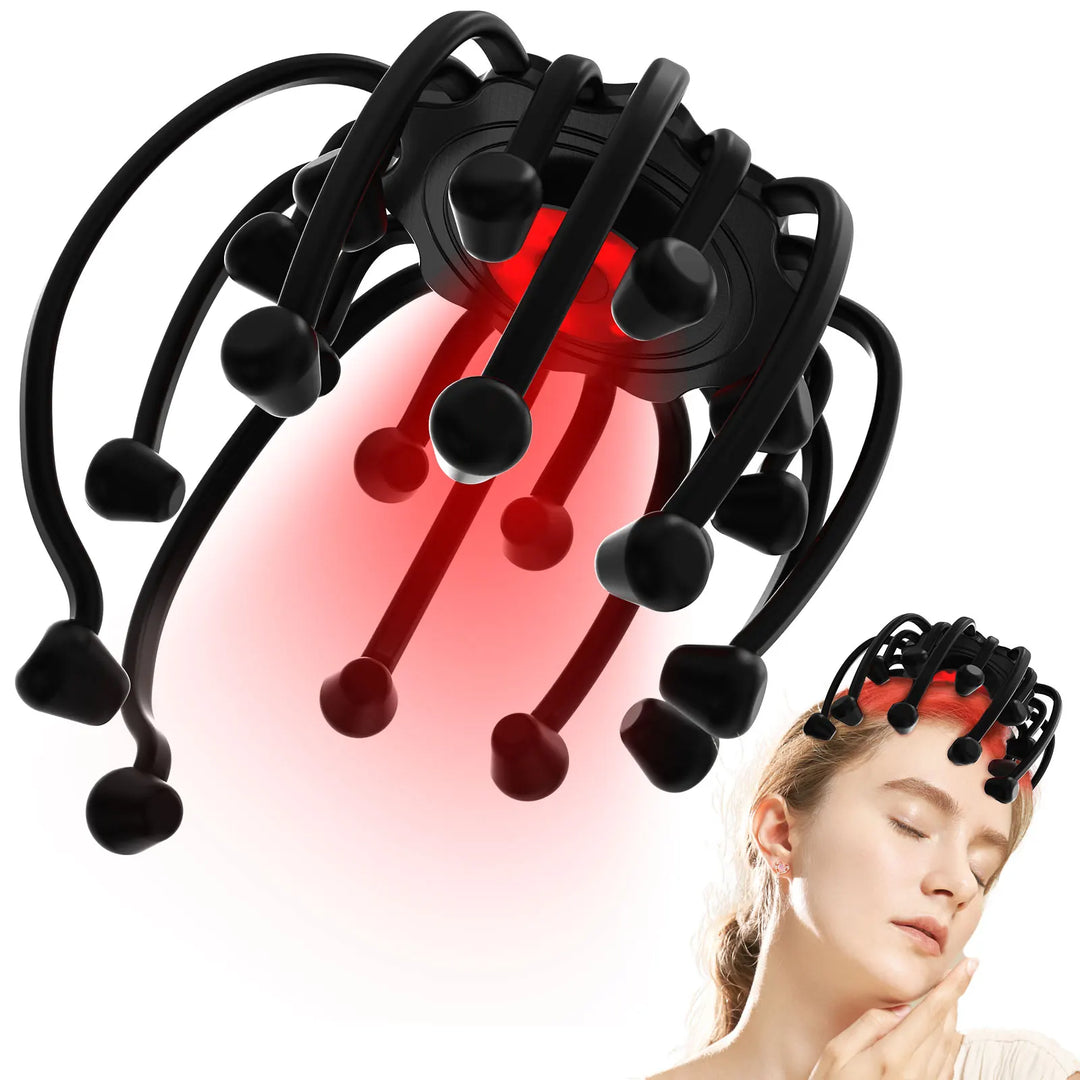 KTS Electric Head Massager Octopus Massager 20 Contracts 5 Modes Scalp Massager 2 Extra Long Contract Red Light Therapy Device  Amaijoin