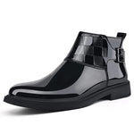 Load image into Gallery viewer, New Men&#39;s Casual Patent Leather Luxury Chelsea Boots Business Shoes Mens Designer Brand Formal Dress Shoes for Men Ankle Boots  Amaijoin
