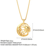 Load image into Gallery viewer, Boho Heart Evil Blue Eye Necklace for Women Collares Cute Sun Butterfly Gold Color Pendant Long Stainless Steel Chains Choker  Amaijoin
