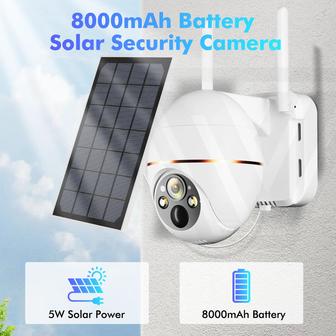 5MP Solar WIFI Camera 8000mAh Battery PTZ Surveillance IP Cameras Wireless PIR Human Tracking CCTV HD Outdoor Waterproof 5X Zoom  Amaijoin