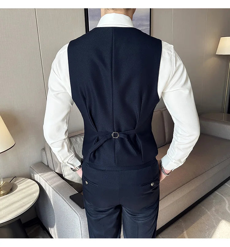 2023 Brand Clothing Men Spring High Quality Double Breasted Blazers Vest/Male Slim Fit Casual Suit Vest Sizing Up S-4XL  Amaijoin