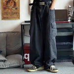 Carregue a imagem no visualizador da Galeria, HOUZHOU Baggy Jeans Trousers Male Denim Pants Black Wide Leg Pants Men&#39;s Jeans Oversize Cargo Korean Streetwear Hip Hop Harajuku  Amaijoin
