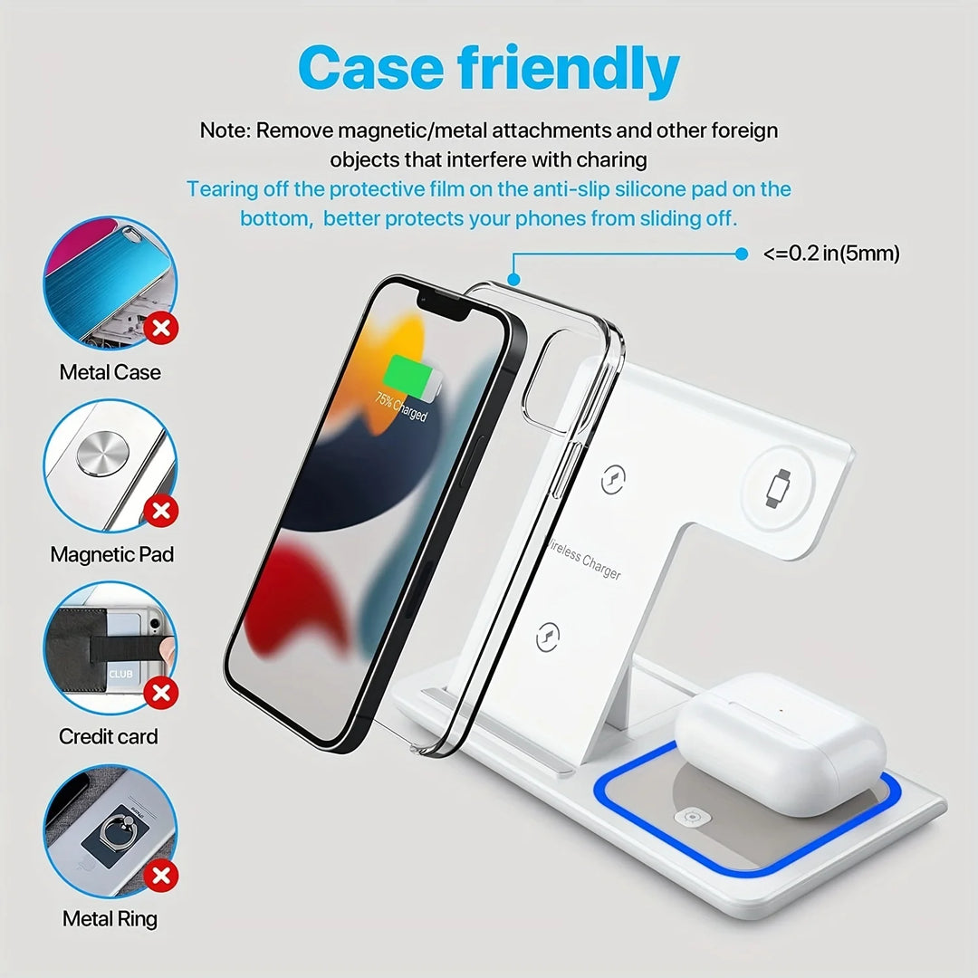 Wireless Charger 3 in 1 For iPhone 15 14 13 12 Pro Max 11 15W Fast Charging Dock Station For Apple Watch Airpods Induction Stand  Amaijoin