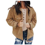 Load image into Gallery viewer, Women&#39;s Autumn And Winter Loose Corduroy Lapel Double Pockets Long-Sleeved Shirt Jacket  Amaijoin
