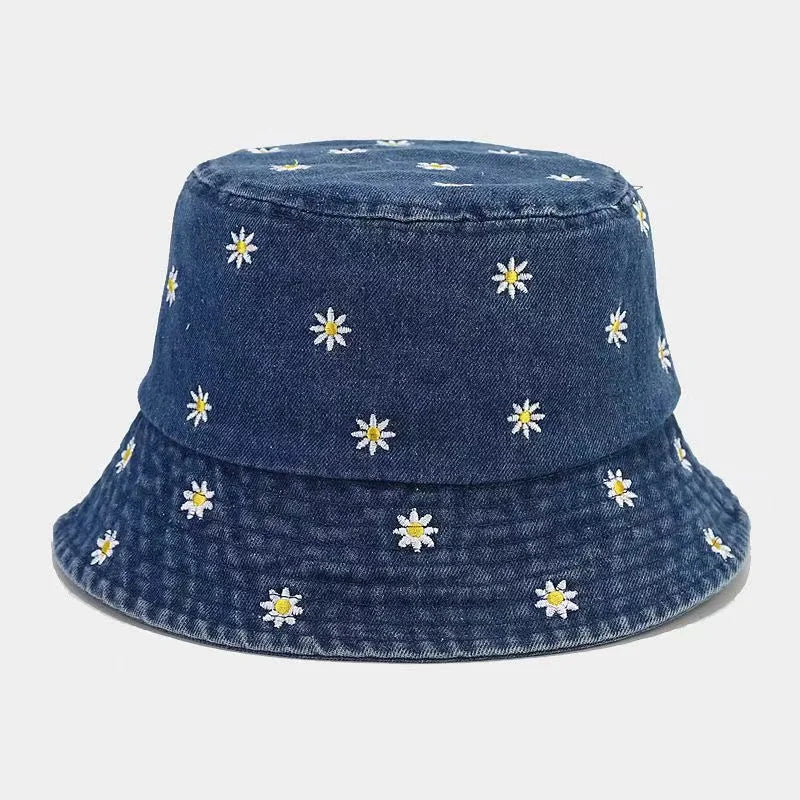 Little Daisy Embroidered Fisherman Hat for Women in Spring and Summer Fashion Versatile Sunshade and Sunscreen Show Small Face  Amaijoin