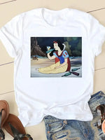 Load image into Gallery viewer, Women&#39;s T-shirt Short Sleeve Cartoon Graphic Casual Tee Clothes College 90s Style Interconnection Princess Fashion Female  Amaijoin
