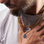 Load image into Gallery viewer, Men Pendant Necklce Geometric,Tiger&#39;s Eye Stone Necklace Lapis Lazuli Stone Pendant, Mens Necklace Royal Pendant Mens Necklace  Amaijoin
