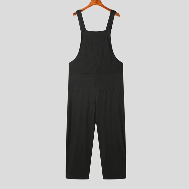 INCERUN 2023 American Style Handsome Men Fashion Pleated Striped Jumpsuits Casual Streetwear Male Solid Sleeveless Rompers S-5XL  Amaijoin