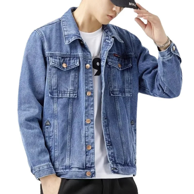 2024 Jacket Men's Casual Cotton Black Denim Jaqueta Jeans Masculina Slim Washed Retro Classic Blue Jeans Coat Male Men Clothing  Amaijoin