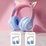 Load image into Gallery viewer, Gradient wireless Headphones RGB cute cat ear Bluetooth Earphones with microphone Stereo Music Game Earphone Girls Kids Gifts  Amaijoin
