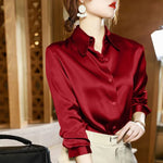 Load image into Gallery viewer, Lucyever High Quality Imitation Silk Blouse Women Fashion Long Sleeve Loose Satin Blouses Korean Style Office Lady Stand Shirts  Amaijoin
