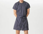 Carregue a imagem no visualizador da Galeria, INCERUN Men Striped Rompers O-neck Short Sleeve Streetwear Summer Casual Male Shorts Jumpsuits With Belt 2024 Fashion Overalls  Amaijoin
