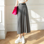 Load image into Gallery viewer, Gray Fashion High Waist A-line Pleated Skirt Women Long Skirts Office Lady Elegant Suit Skirt 2023 New Spring Summer Midi Skirts  Amaijoin
