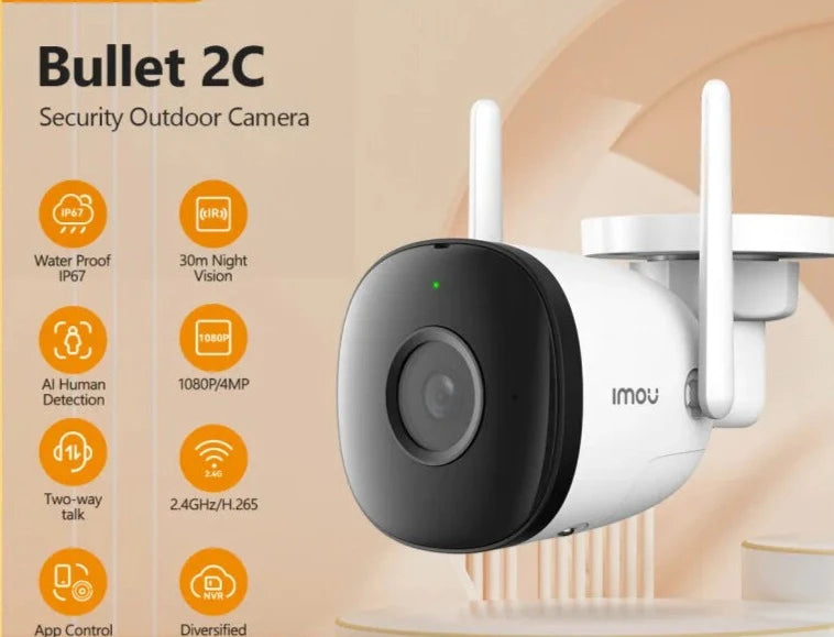 IMOU Bullet 2C 2MP 4MP Wifi Camera Automatic Tracking Weatherproof AI Human Detection Outdoor Surveillance IP Camera  Amaijoin