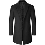 Load image into Gallery viewer, Male Woolen Coat Solid Color Slim Mid-Length Windbreaker Warm Wear-Resistant Men&#39;s Wool Coat Business Formal Wear Casual Jacket  Amaijoin
